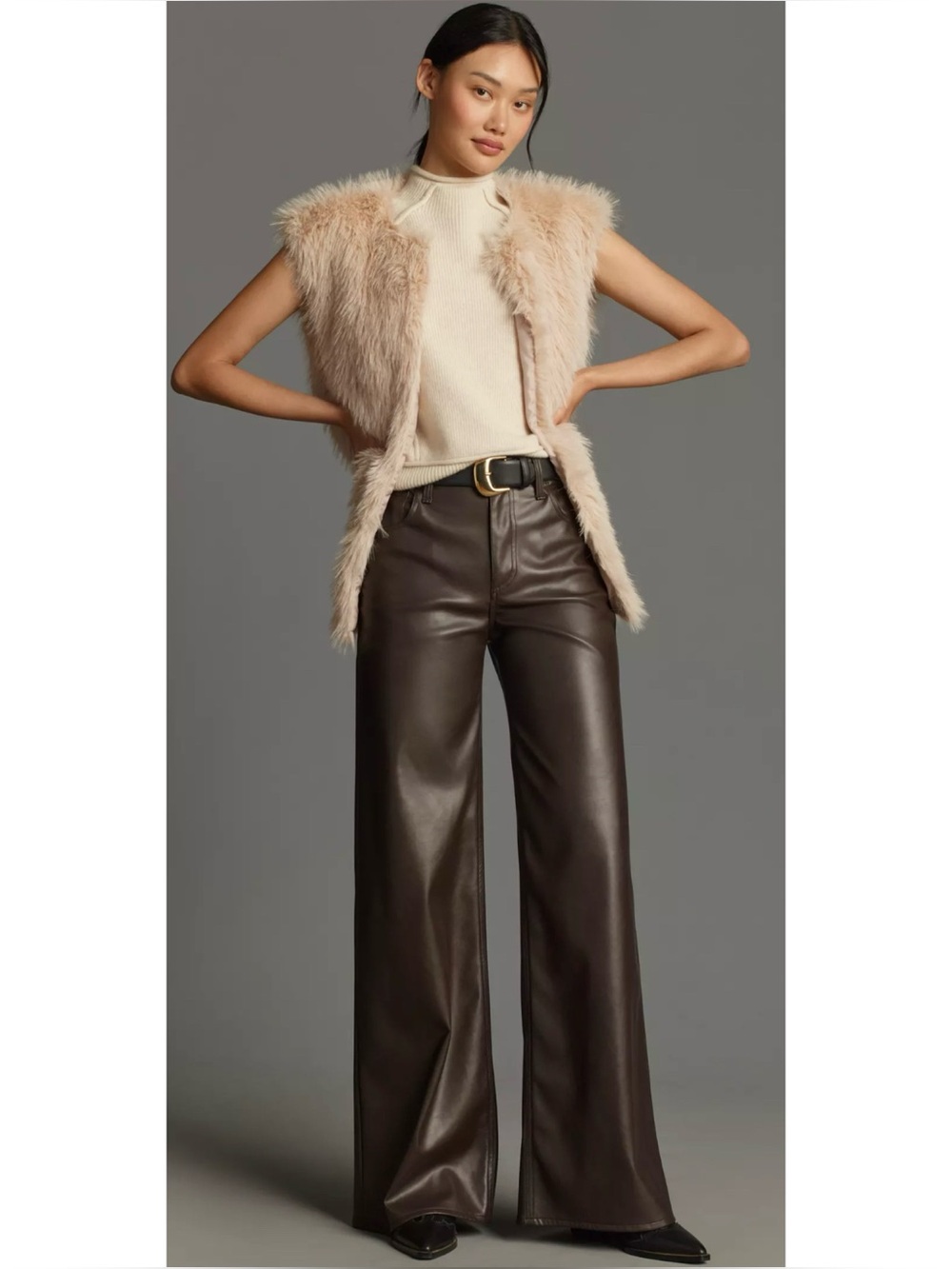 RAG & BONE Sofie Faux Leather Pants in Dark Brown Size 29 ~ NWT